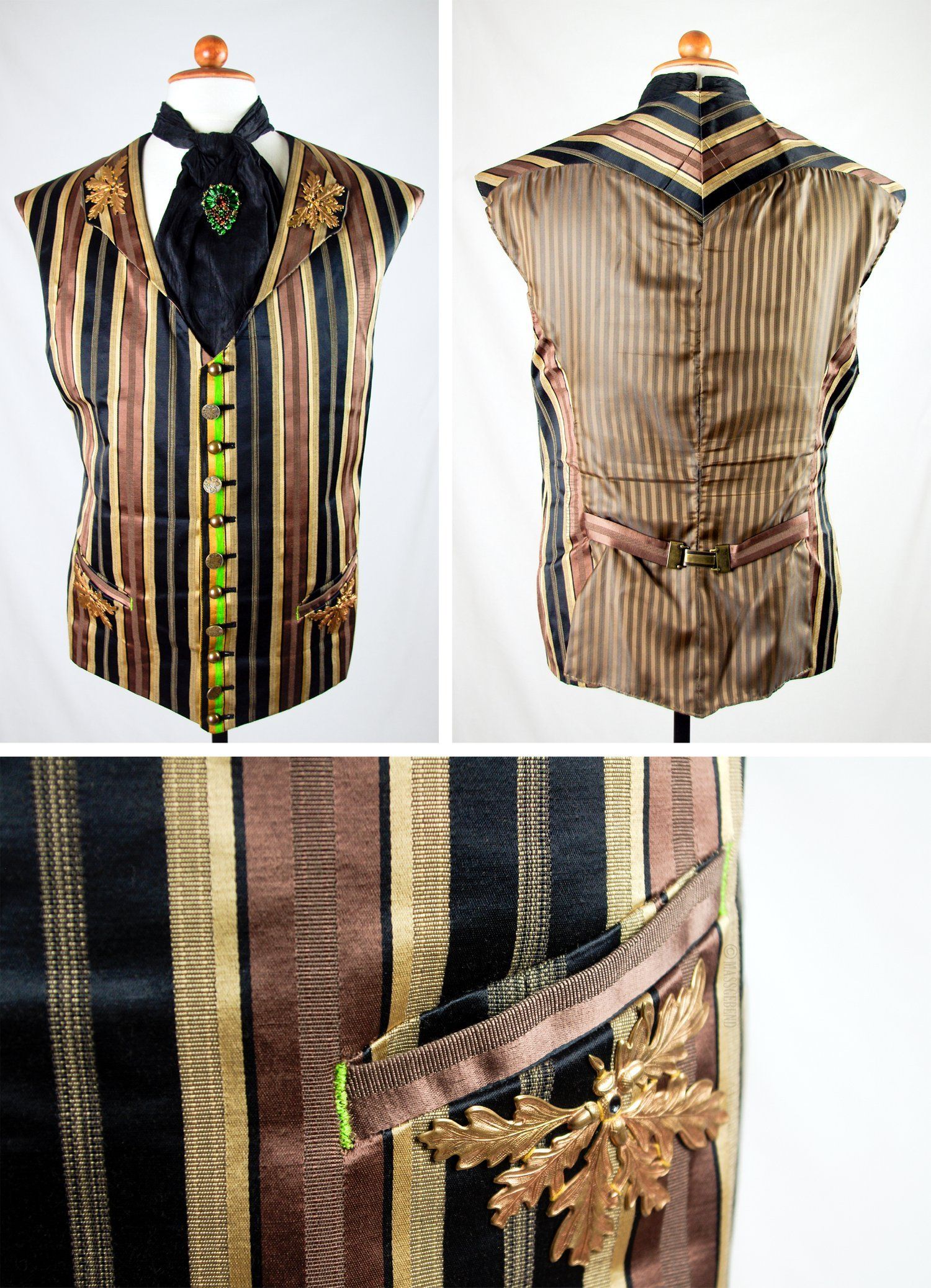 weste-eichlaub-detail-verzierung-herren-jaeger-forst-kupfer-kostuembild-streifen-plastron-massgebend-designer-modern-dresden-massschnei