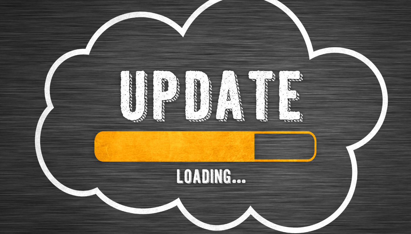 A loading bar in a cloud with the word update written on it.
