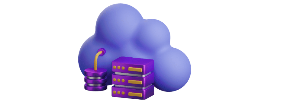 A purple cloud with a bunch of servers inside of it.