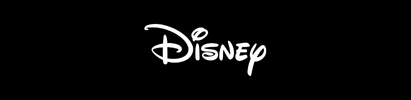 Disney logo in white script on a black background.