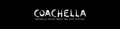Coachella logo on black background. White