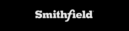 Smithfield logo on a black background, the word