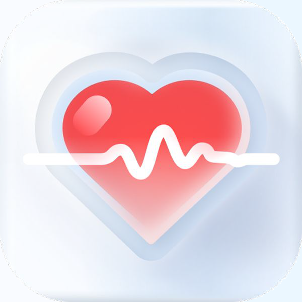Red heart with white pulse line, symbolizing health and well-being.