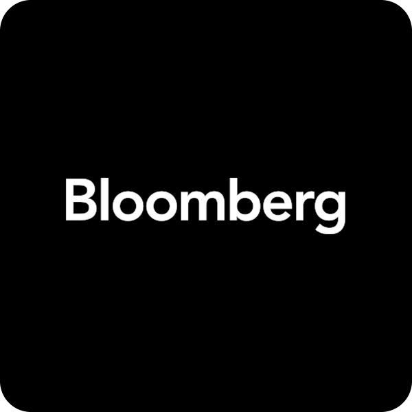 Bloomberg logo: White text on a black square background.