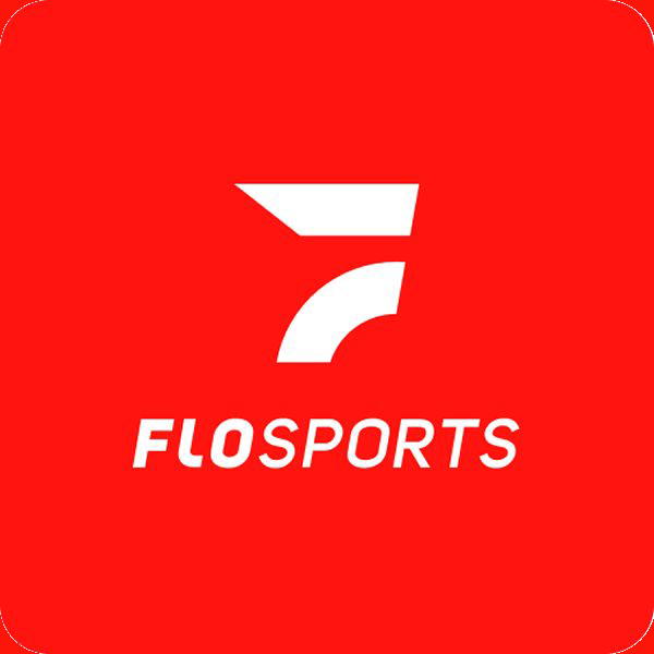 FloSports logo, white stylized