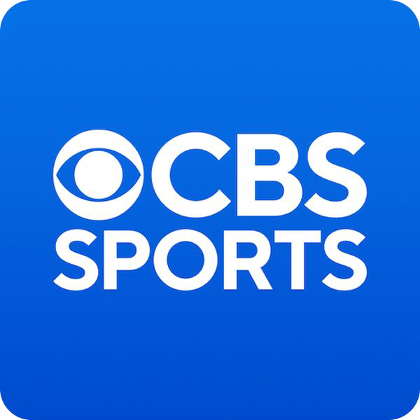 CBS Sports logo on a blue background. White CBS lettering and eye-shaped logo.