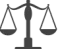 A silhouette of a scale of justice on a white background.