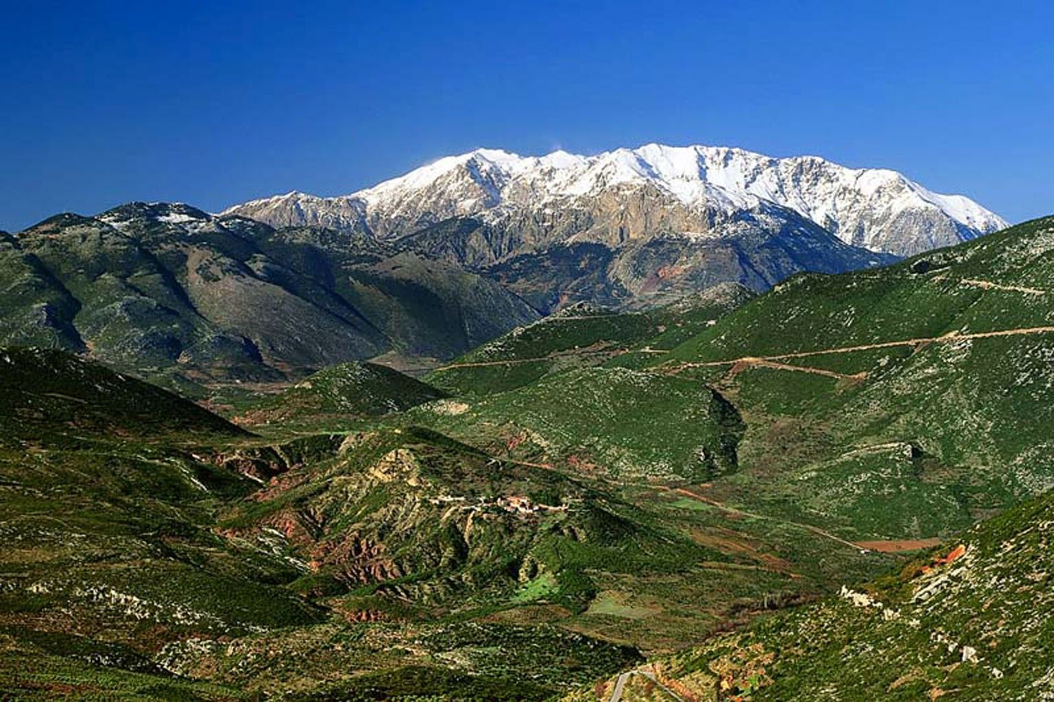 Mountain landscape of Mount Parnassus near Delphi, Greece.