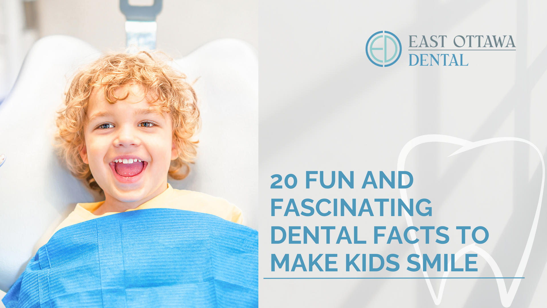 A young boy is smiling while sitting in a dental chair.