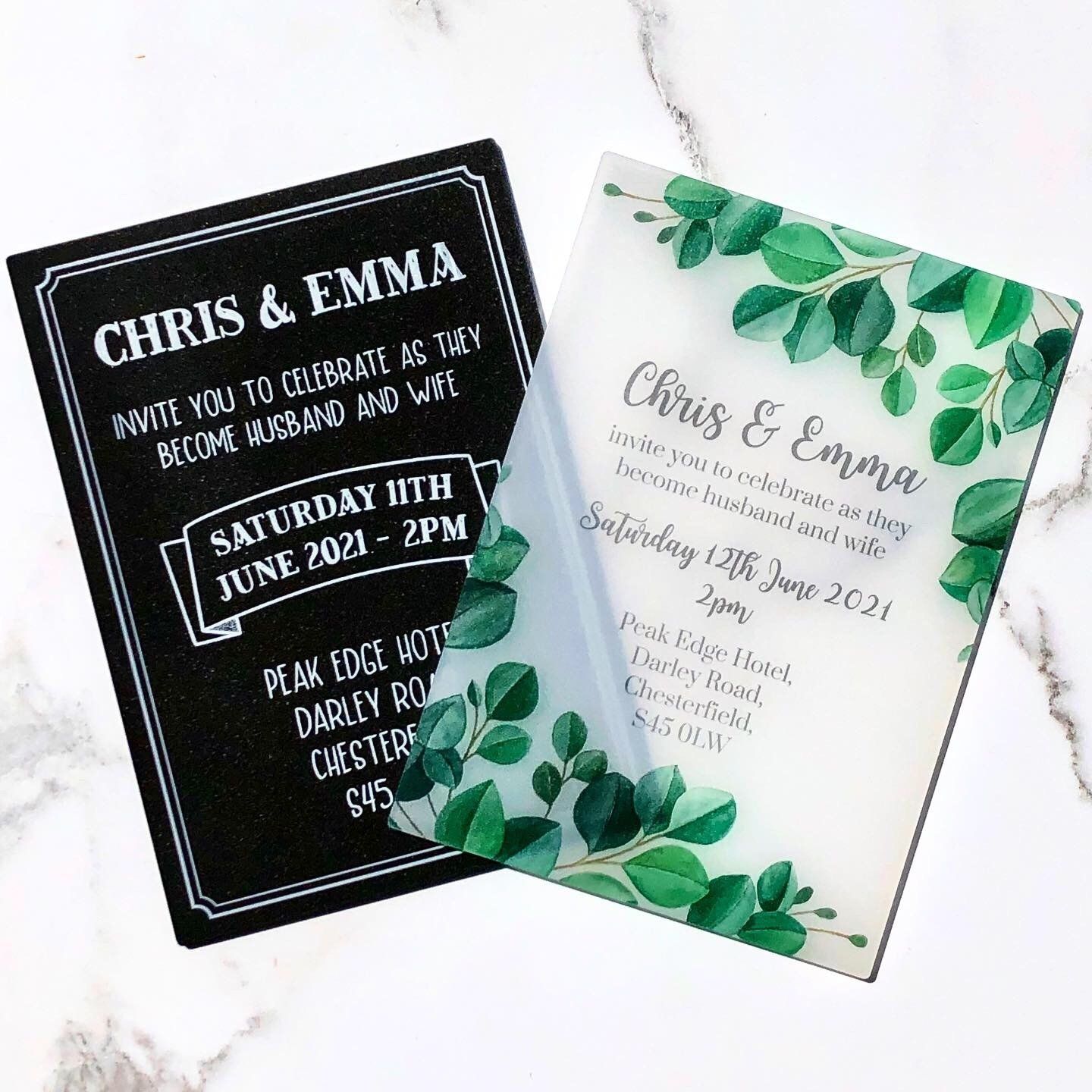 UV Printed Wedding Save the Date on Acrylic