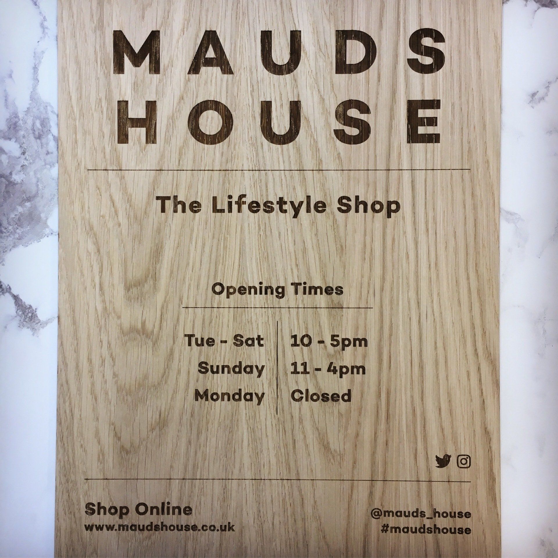 Laser Engraved Wooden Shop Opening Times
