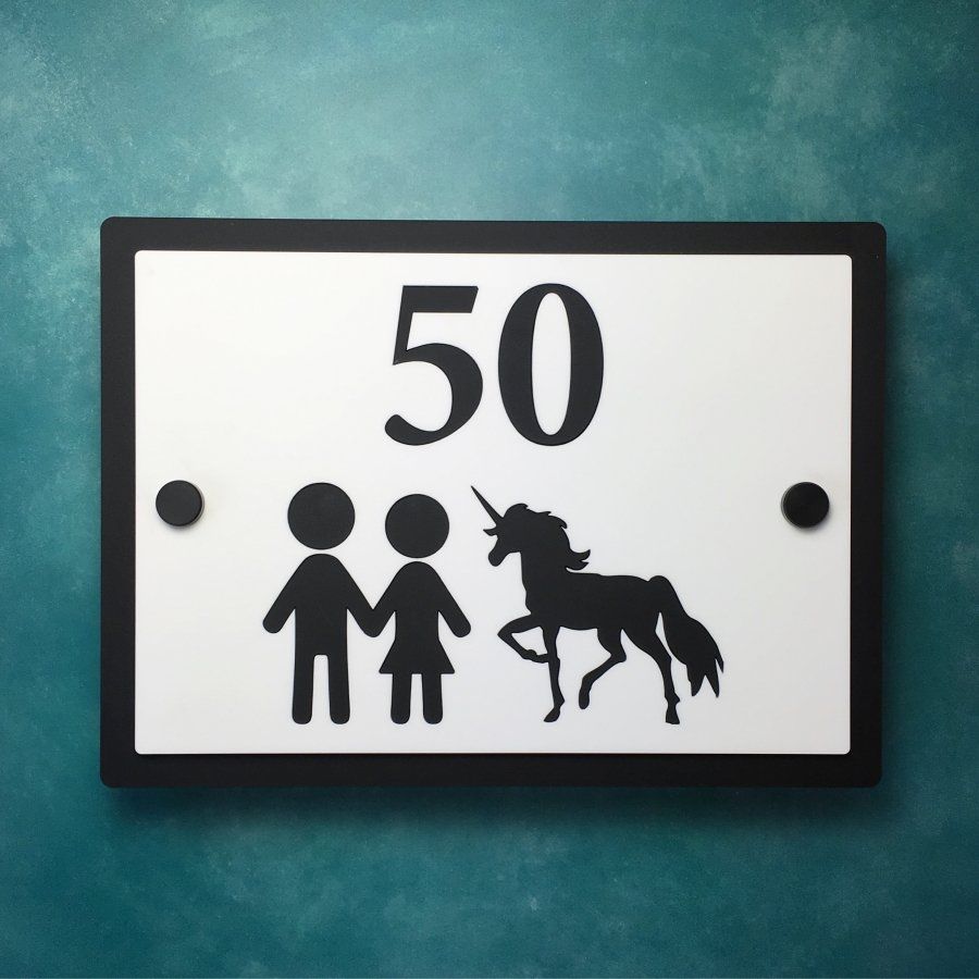 Frost Acrylic House Number Sign with Metal Standoffs