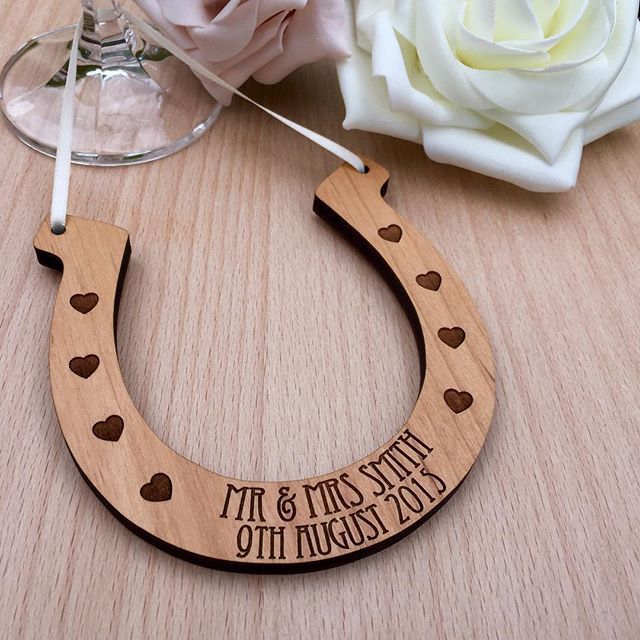 Laser Cut and Engraved Wedding Horseshoe