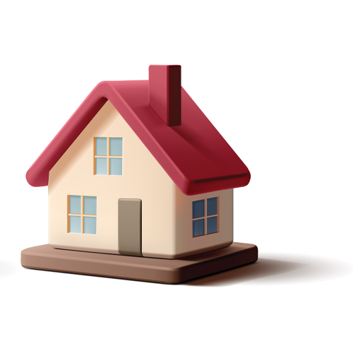 A small model house with a red roof