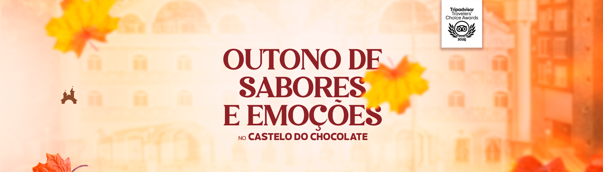 Um cartaz com folhas de outono e as palavras outono de sabores e emoções
