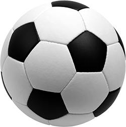 A black and white soccer ball on a white background