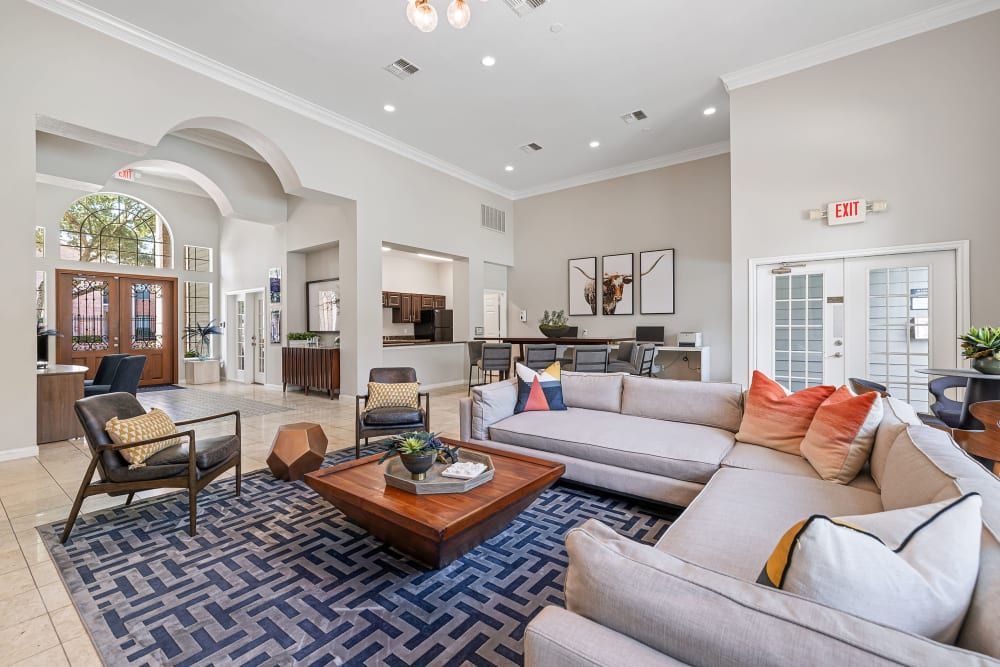 Clubhouse seating area at Marquis at Westchase in Houston, TX.