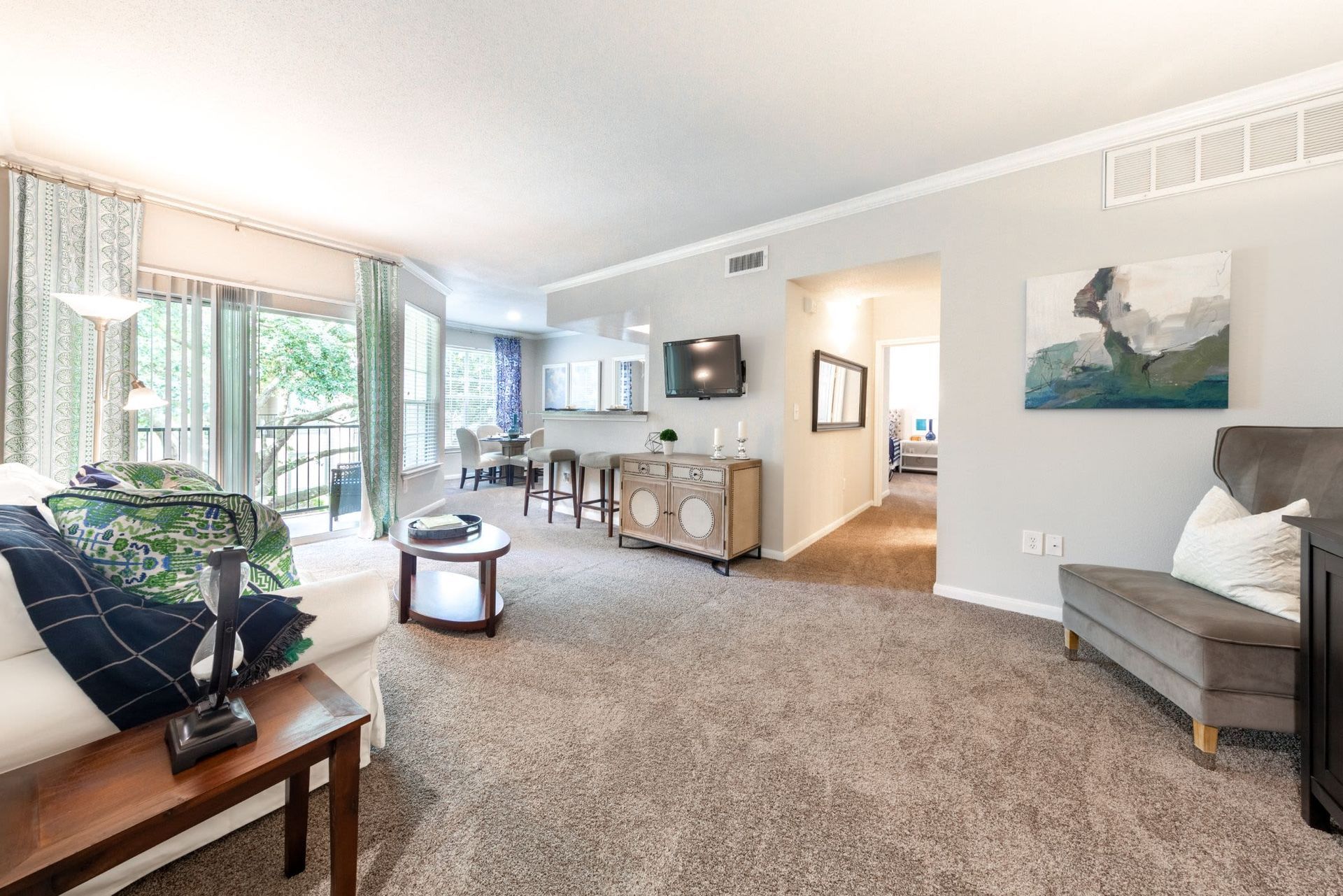 Living room at Marquis at Westchase in Houston, TX.