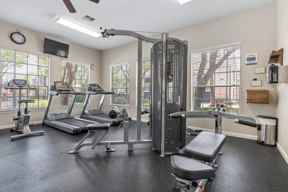 Fitness center at Marquis at Westchase in Houston, TX.