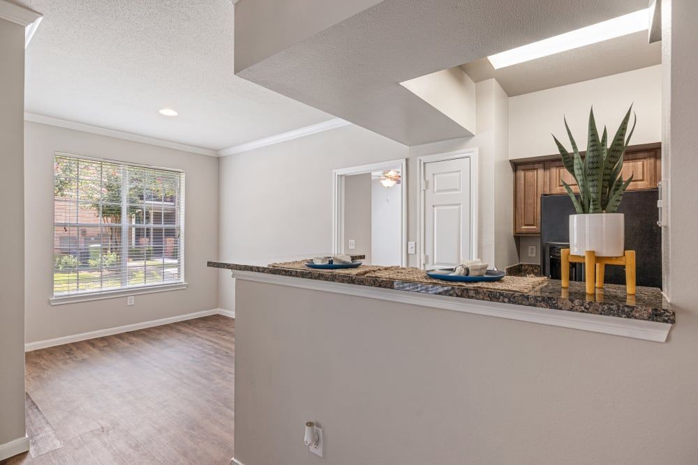 Kitchen and dining area at Marquis at Westchase in Houston, TX.