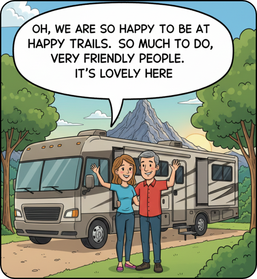 A landscape view of a green, grassy hillside with scattered trees, shrubs, and a dirt path leading up the slope.