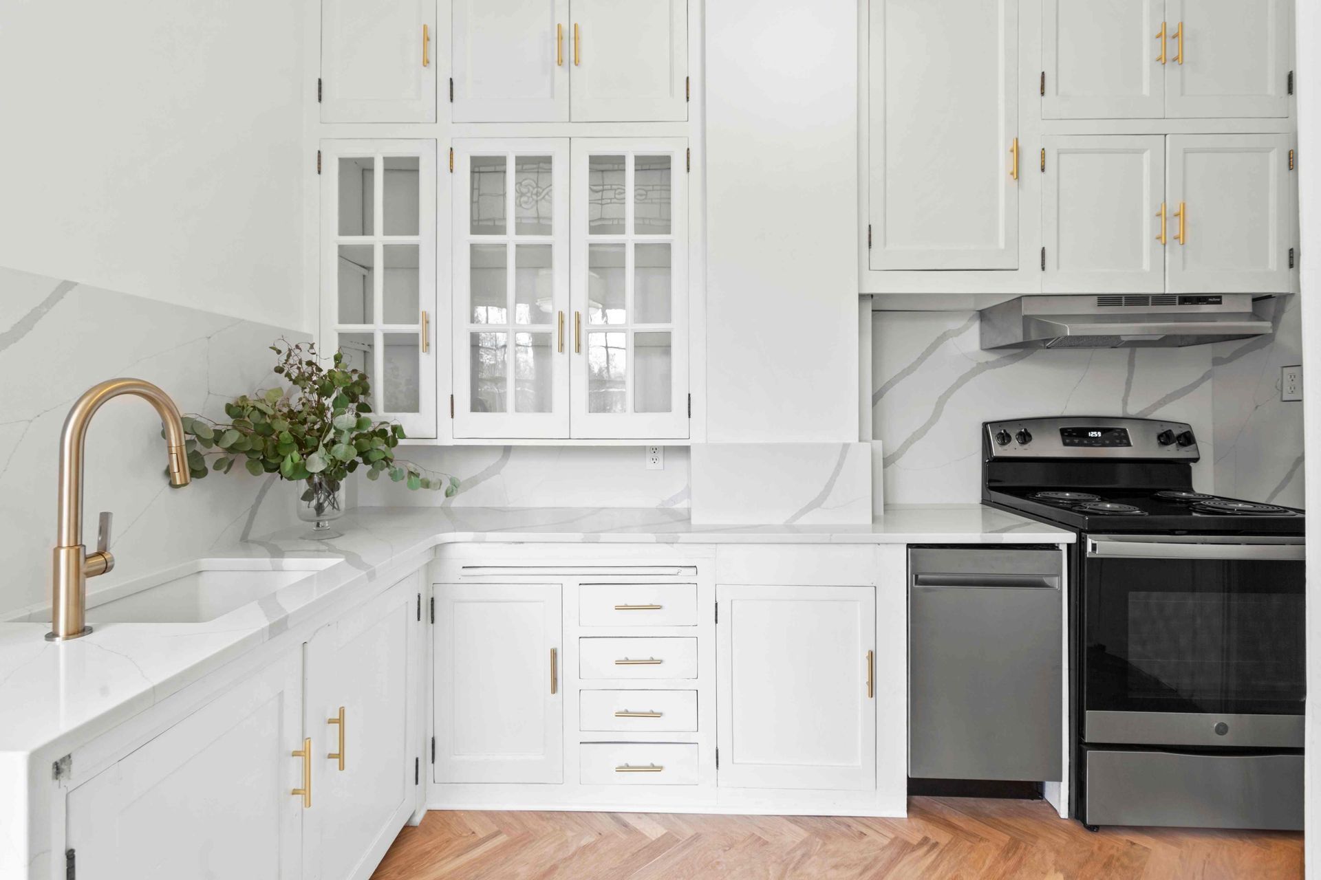White new kitchen cabinet arrangement in Westminster CO