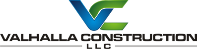 Logo for Valhalla Construction LLC: a blue and green