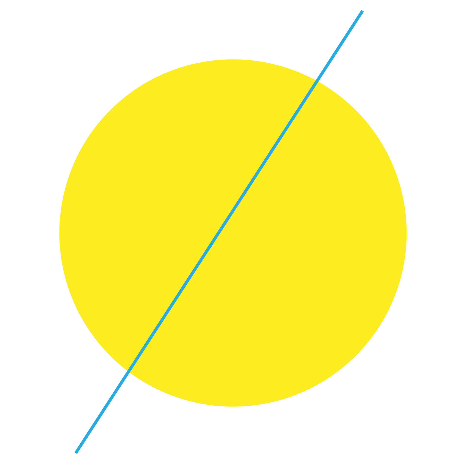 Yellow Circle with blue line