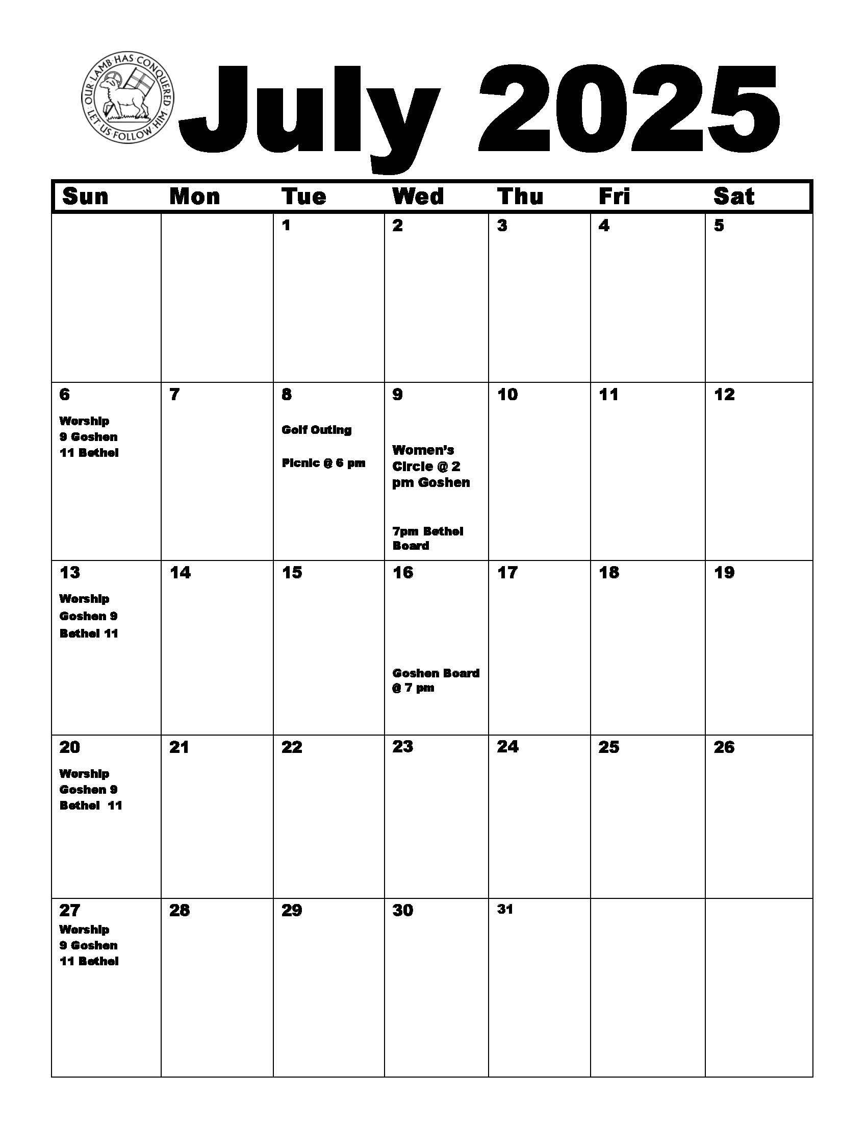 events calendar