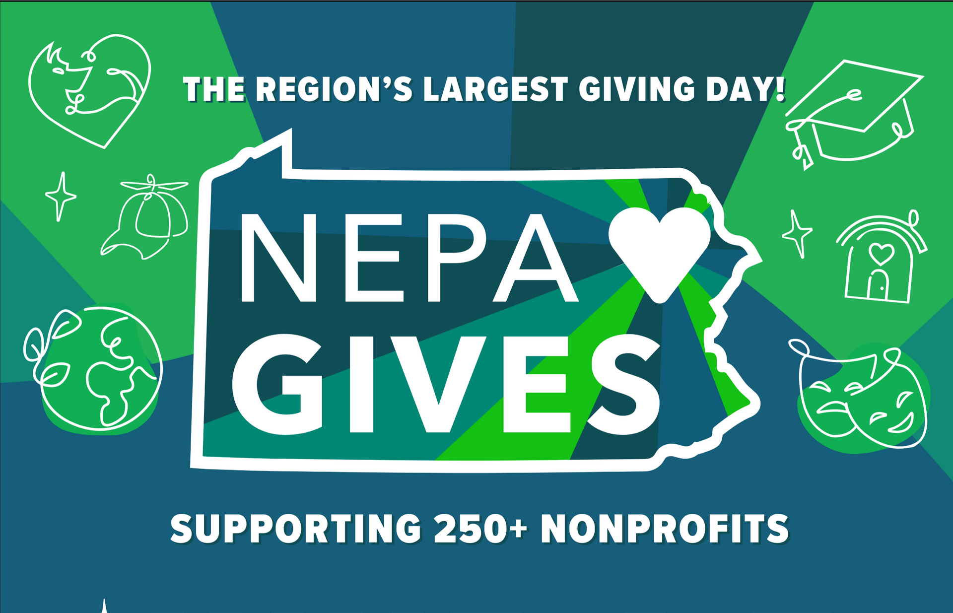 NEPA Gives logo: Pennsylvania outline with