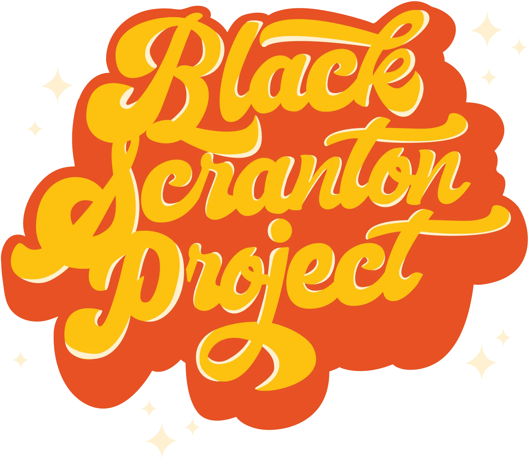 Black Scranton Project logo in orange and yellow, text on a burst background.