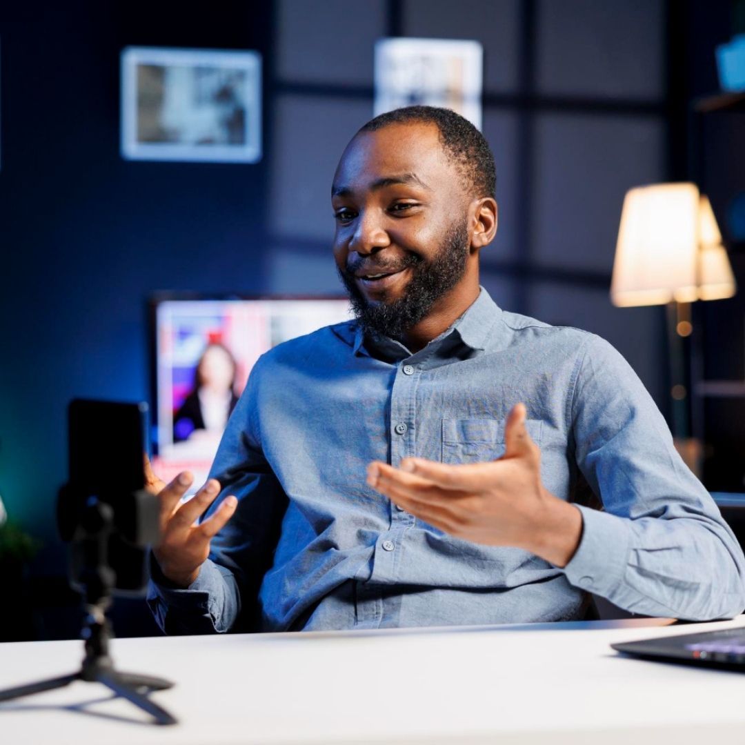 man participating in a video call VIP Day career breakthrough one-on-one session with Brittaney Jenkins