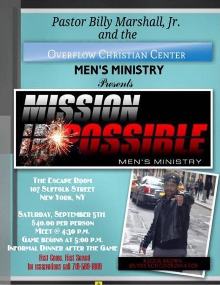 Layout design of Men's Ministry Mission Possible at Overflow Christian Center