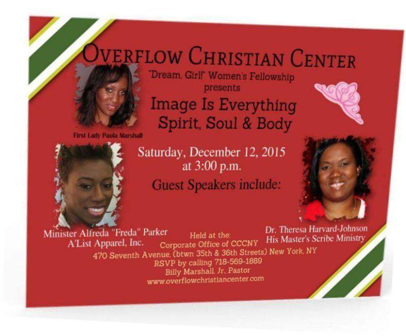Layout design of Image Is Everything event at Overflow Christian Center
