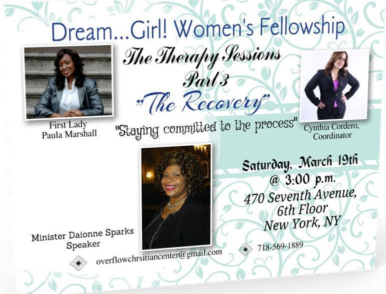 Layout design of The Recovery event at Overflow Christian Center