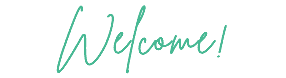 The word welcome is written in green on a white background.