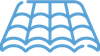 A blue roof icon on a white background.