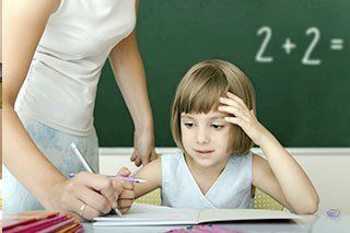 Teacher helping child child care Fayetteville and Spring Lake, NC