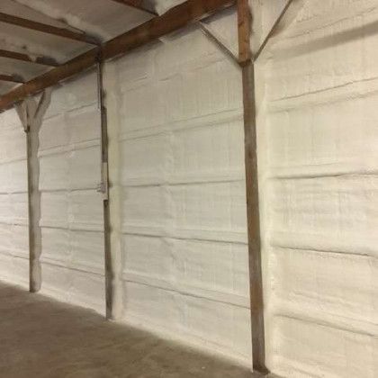 A large room with a lot of white foam on the walls.