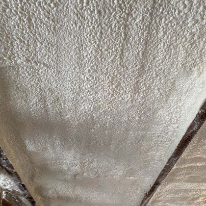 A close up of a ceiling covered in white foam.