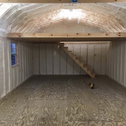 There is a staircase in the middle of the room.