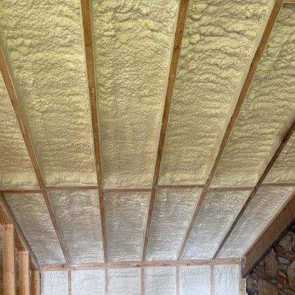 A ceiling with a lot of foam on it.