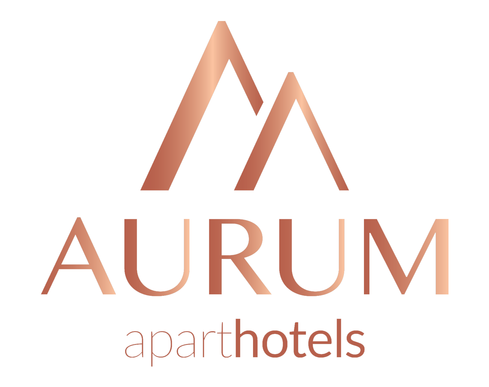 Aurum Aparthotels logo: gold mountain icon above gold text "AURUM" and gray text "aparthotels".