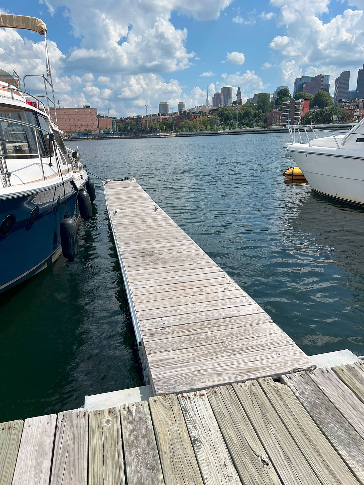 A newly installed finger dock replacing an older one.