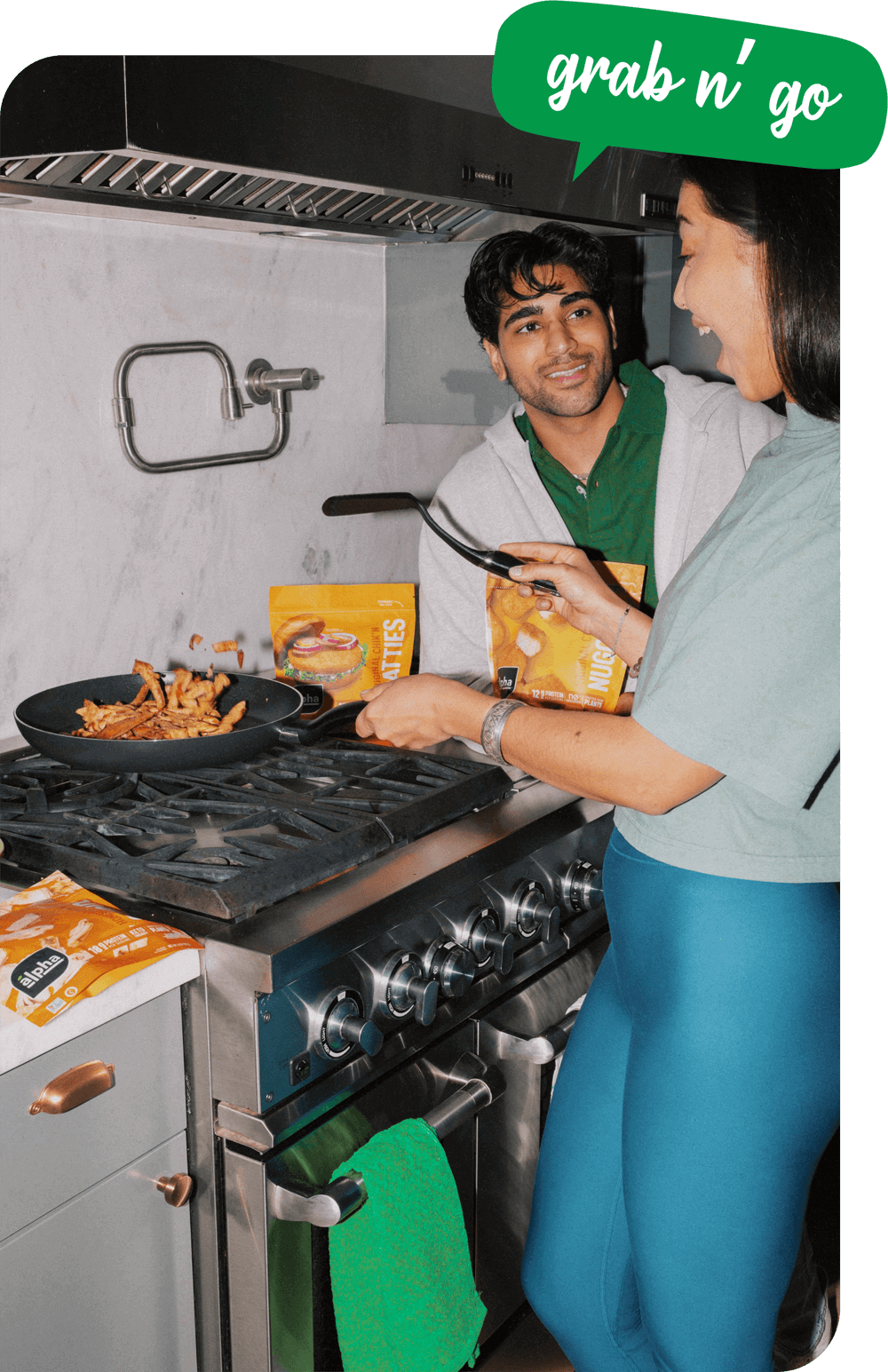 cooking vegan chicken strips on hotplate