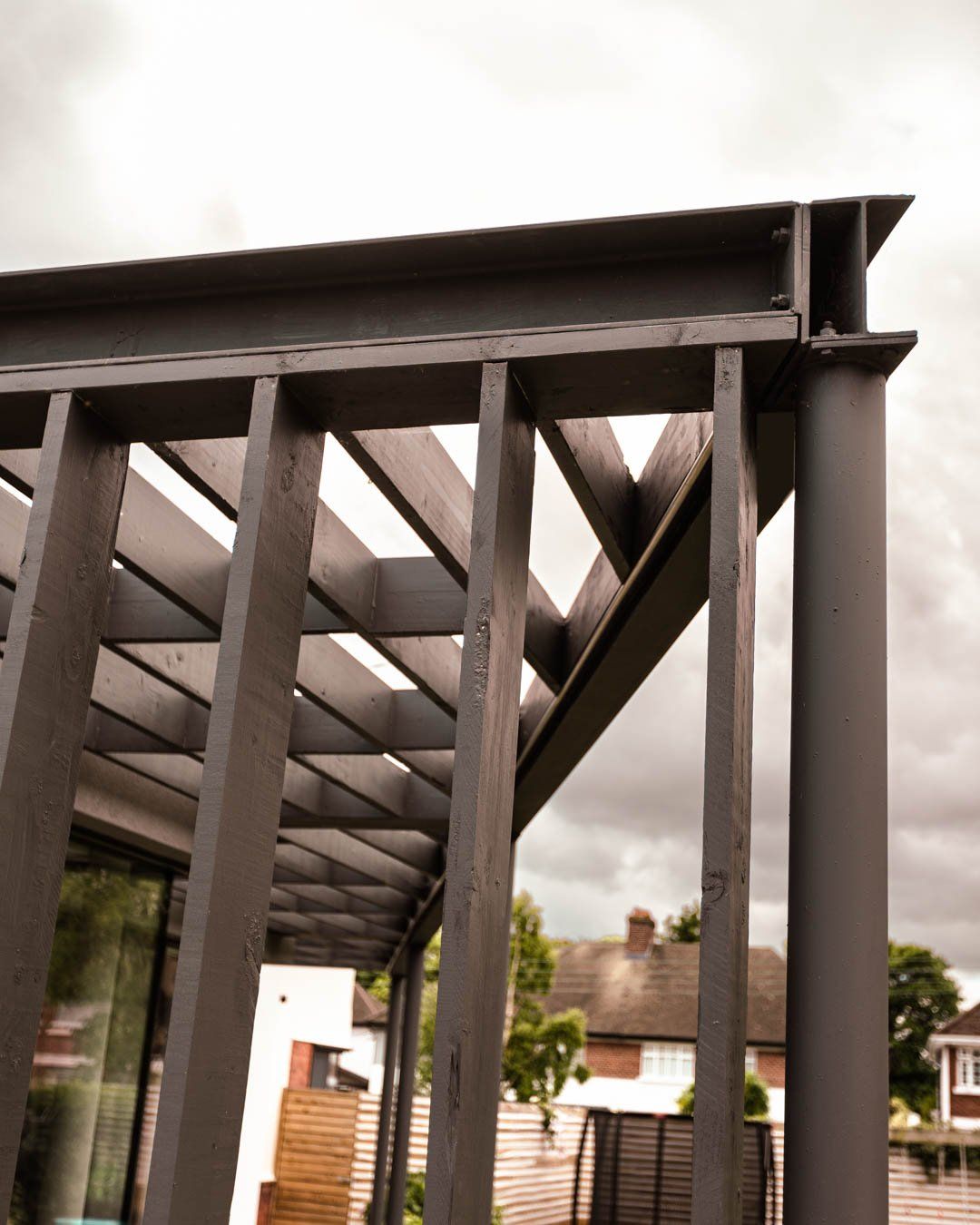 Close-up of the pergola in the newly completed extension in Clontarf.
