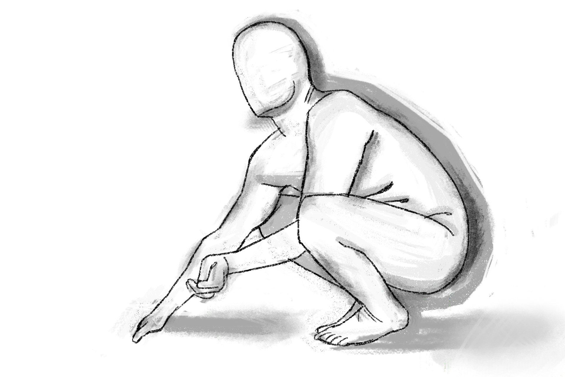 Life drawing Sketch of figure crouching