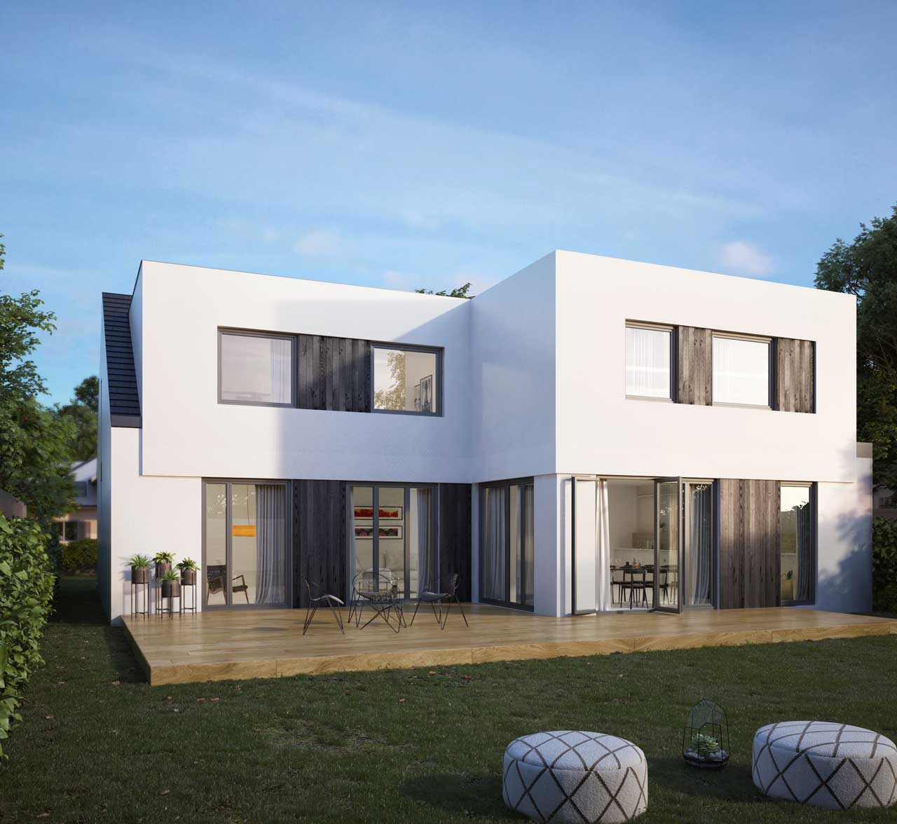 Exterior view from the backyard of the refurbishment project by Dublin Design Studio in County Louth