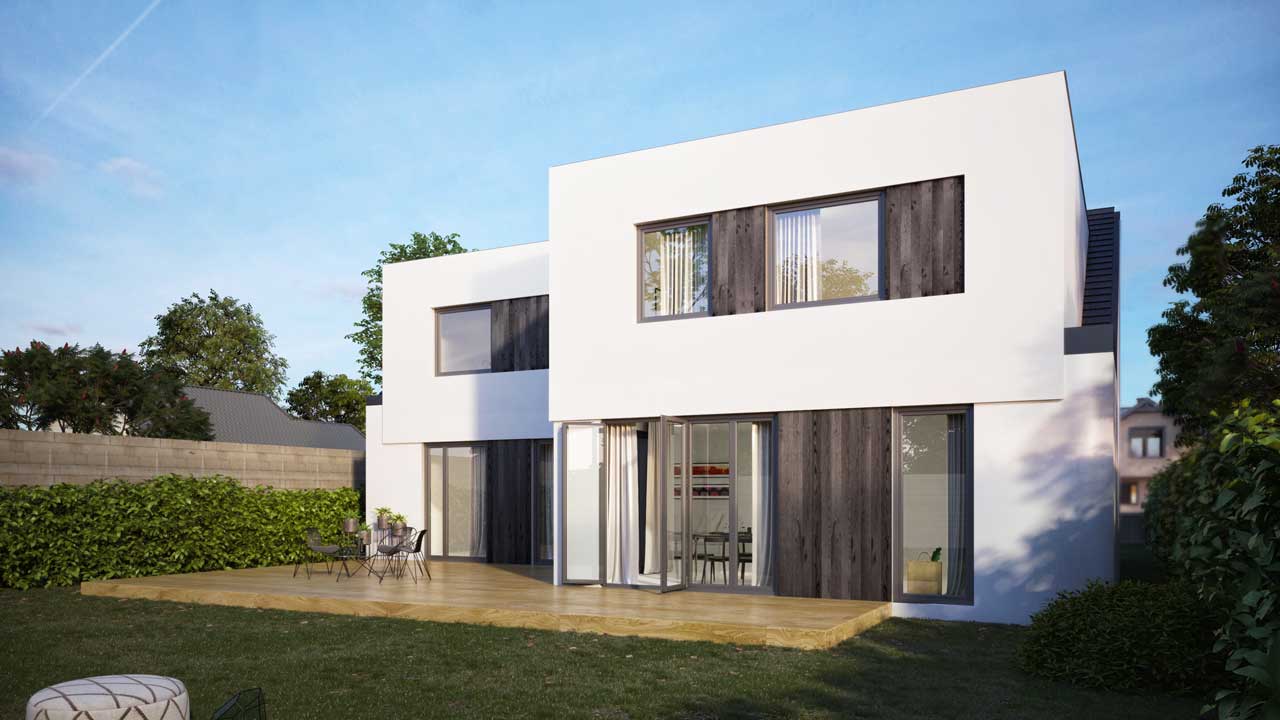 Exterior view from the backyard of the refurbishment project by Dublin Design Studio in County Louth