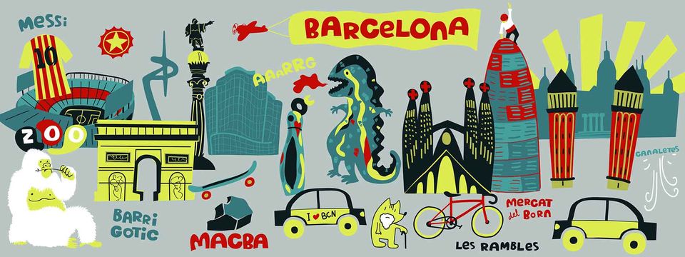 Cartoon map of Barcelona made by the group 